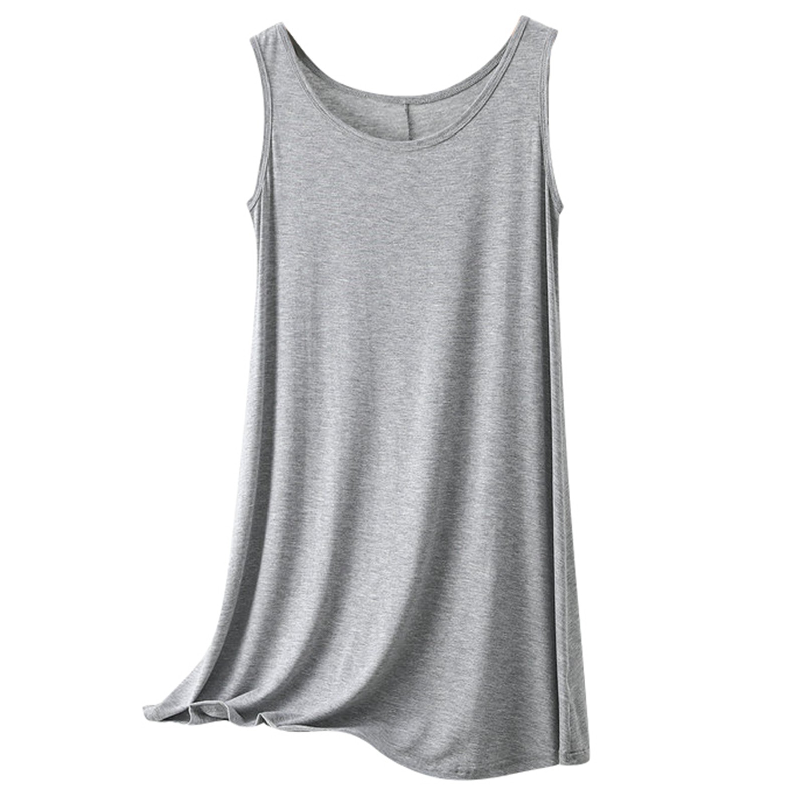 thumbnail image 1 of Vestido informal sin mangas y cuello redondo para mujer - Poliéster, color liso, tallas M-XXL, primavera/verano, hogar/ocio, 1 of 8
